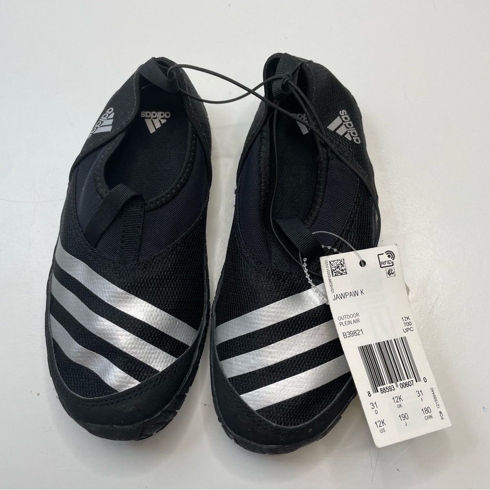 New Adidas Jawpaw Black Water River Shoes Slip on Kid 12K with tag